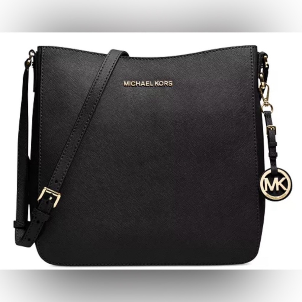🖤 Michael Kors Jet Set Messenger Crossbody – Black Pebbled Leather